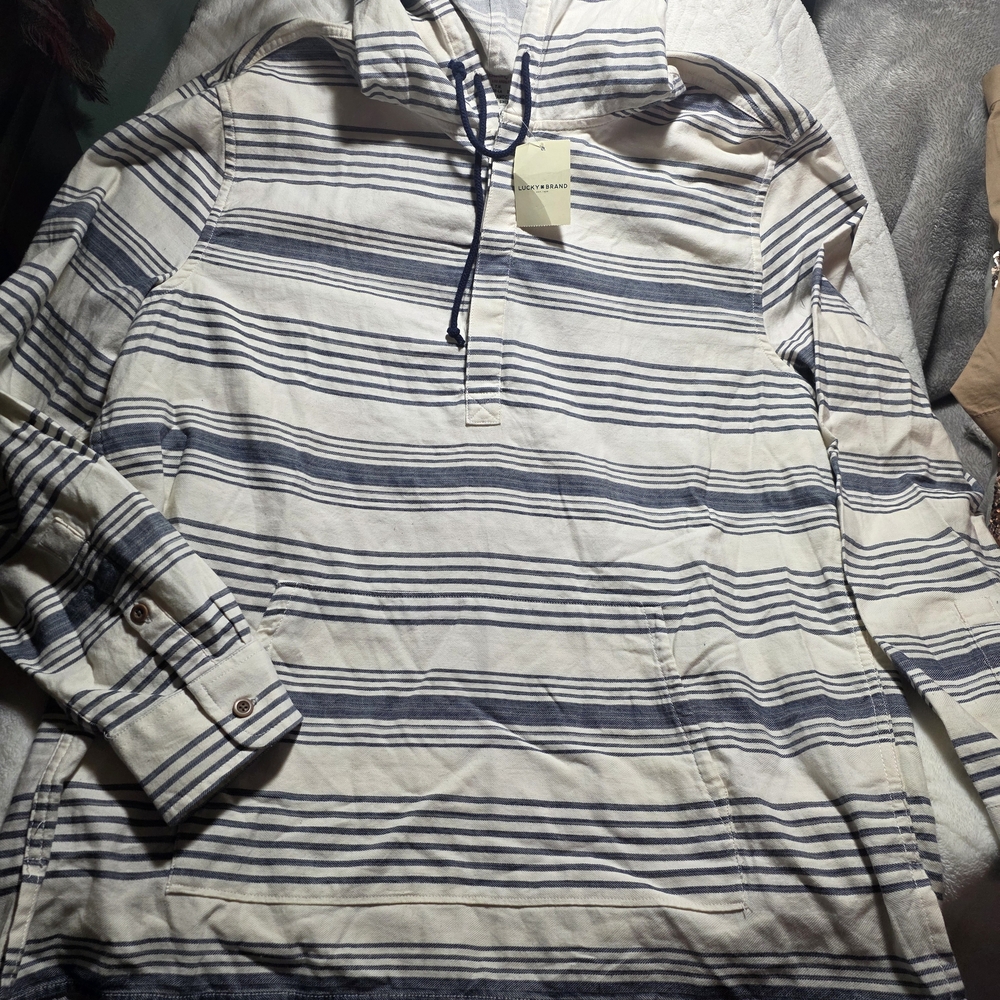 LUCKY BRAND Men's Striped Baja Hoodie Size XL Classic Fit Handcrafted